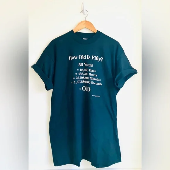 Vtg 90s FIFTY YEARS OLD 50th Half Century Birthday Funny Tee T-Shirt Gift Idea - Picture 3 of 3
